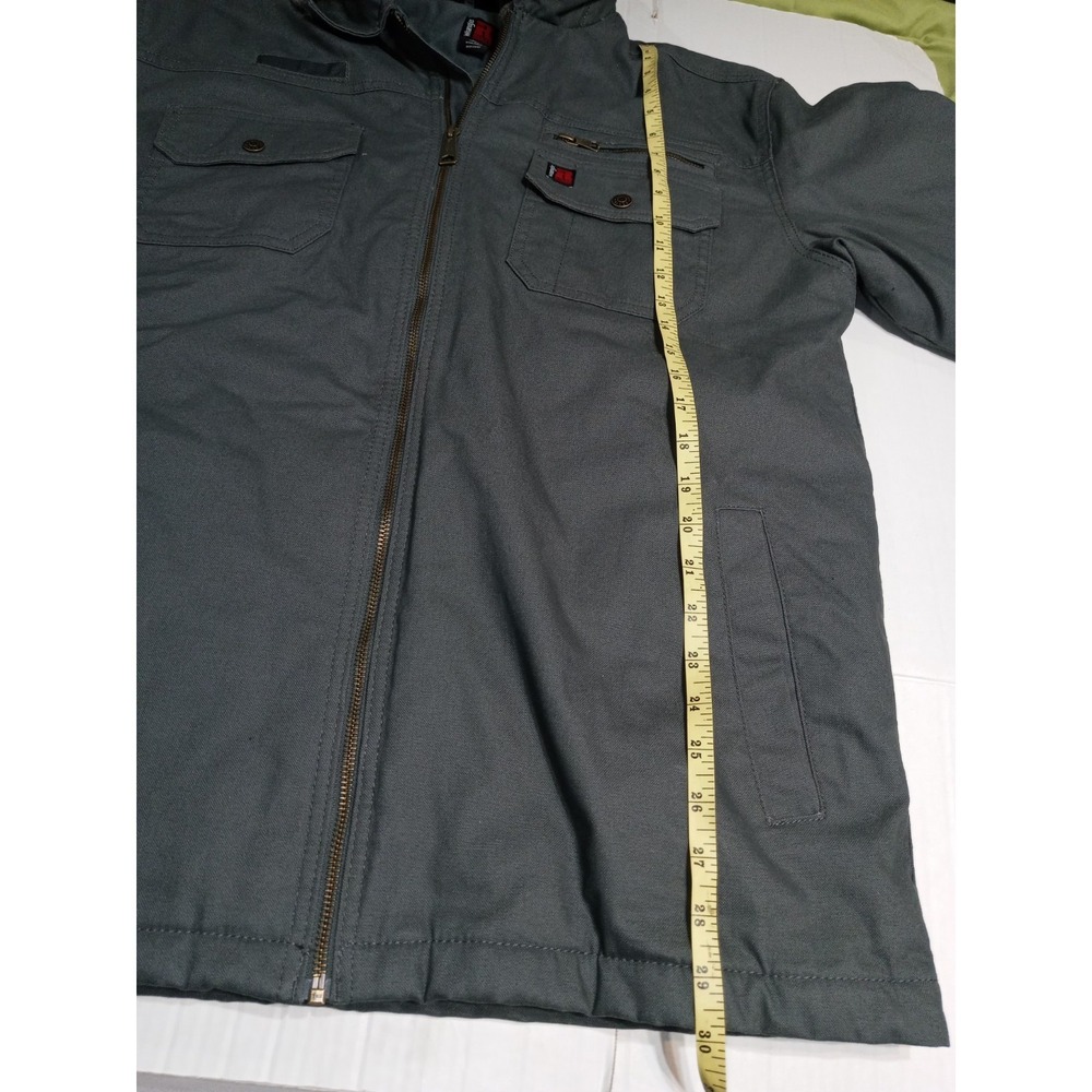 Wrangler Riggs Workwear Jacket Mens Large Gray Hooded Full Zip Work Coat - Picture 5 of 13